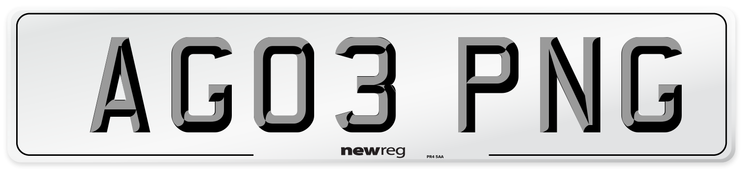 AG03 PNG Number Plate from New Reg